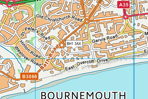 BH1 3AX map - OS VectorMap District (Ordnance Survey)