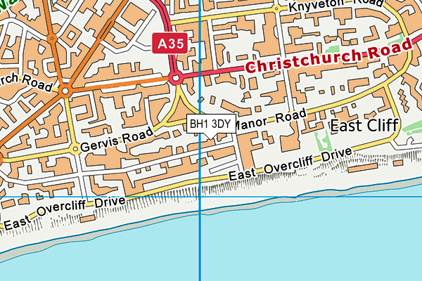 BH1 3DY map - OS VectorMap District (Ordnance Survey)