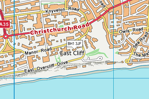 BH1 3JF map - OS VectorMap District (Ordnance Survey) BH1 3JF map - OS VectorMap District (Ordnance Survey)
