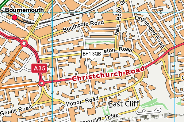 BH1 3QB map - OS VectorMap District (Ordnance Survey)