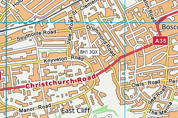 BH1 3QX map - OS VectorMap District (Ordnance Survey)