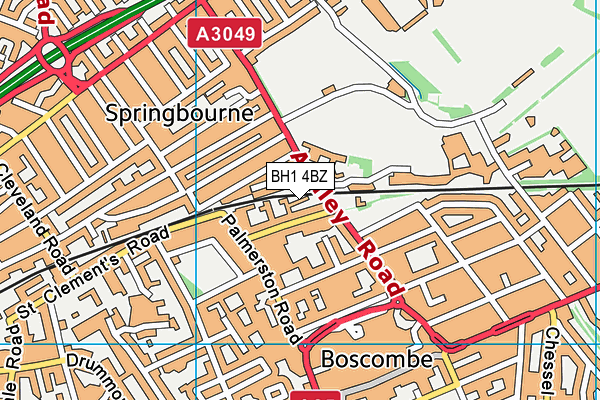 BH1 4BZ map - OS VectorMap District (Ordnance Survey) BH1 4BZ map - OS VectorMap District (Ordnance Survey)