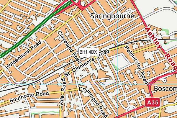 BH1 4DX map - OS VectorMap District (Ordnance Survey) BH1 4DX map - OS VectorMap District (Ordnance Survey)