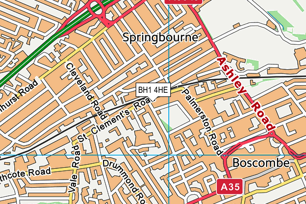BH1 4HE map - OS VectorMap District (Ordnance Survey)