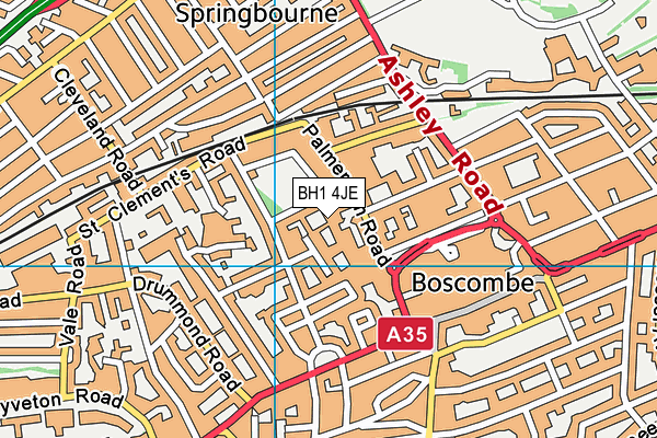 BH1 4JE map - OS VectorMap District (Ordnance Survey) BH1 4JE map - OS VectorMap District (Ordnance Survey)