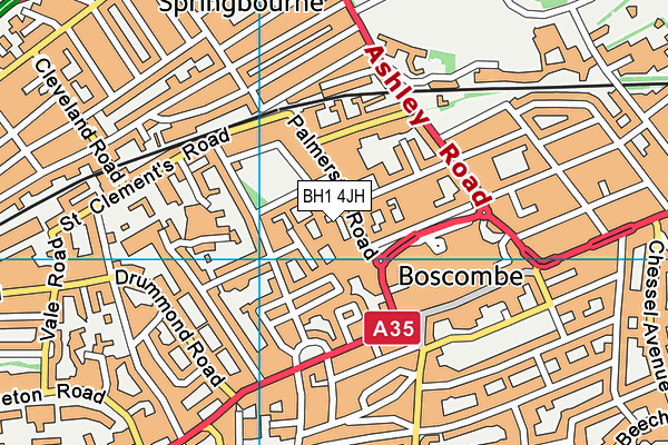 BH1 4JH map - OS VectorMap District (Ordnance Survey) BH1 4JH map - OS VectorMap District (Ordnance Survey)