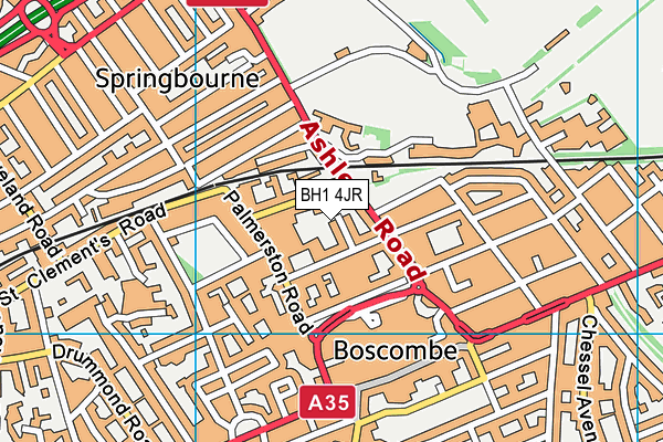 BH1 4JR map - OS VectorMap District (Ordnance Survey) BH1 4JR map - OS VectorMap District (Ordnance Survey)