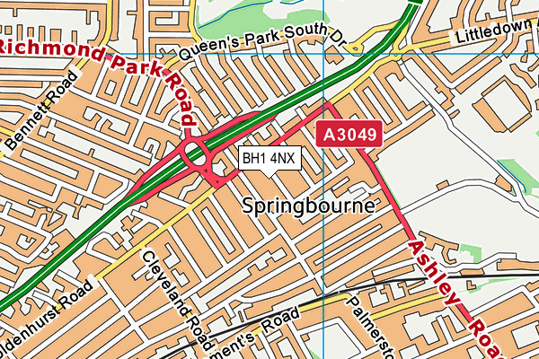 BH1 4NX map - OS VectorMap District (Ordnance Survey)