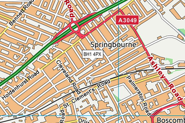BH1 4PX map - OS VectorMap District (Ordnance Survey) BH1 4PX map - OS VectorMap District (Ordnance Survey)