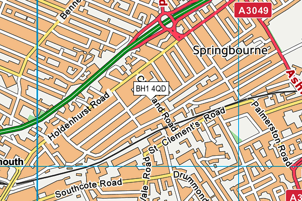 BH1 4QD map - OS VectorMap District (Ordnance Survey) BH1 4QD map - OS VectorMap District (Ordnance Survey)