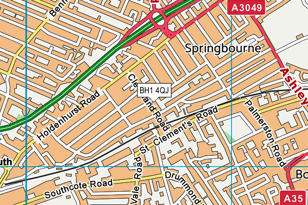 BH1 4QJ map - OS VectorMap District (Ordnance Survey)
