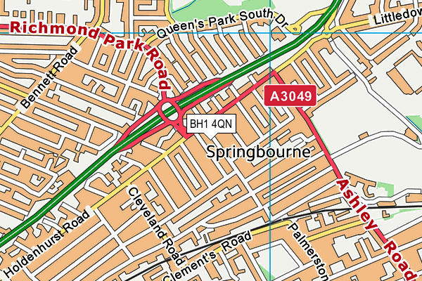 BH1 4QN map - OS VectorMap District (Ordnance Survey)