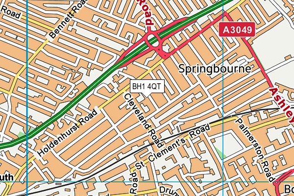 BH1 4QT map - OS VectorMap District (Ordnance Survey)