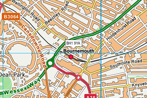 BH1 9YA map - OS VectorMap District (Ordnance Survey) BH1 9YA map - OS VectorMap District (Ordnance Survey)