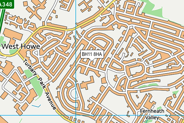BH11 8HA map - OS VectorMap District (Ordnance Survey) BH11 8HA map - OS VectorMap District (Ordnance Survey)