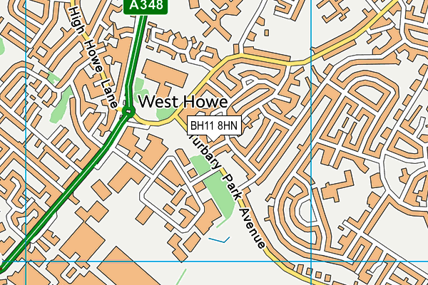 BH11 8HN map - OS VectorMap District (Ordnance Survey) BH11 8HN map - OS VectorMap District (Ordnance Survey)