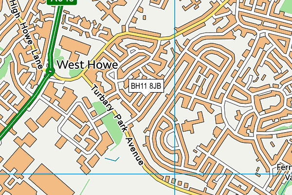 BH11 8JB map - OS VectorMap District (Ordnance Survey) BH11 8JB map - OS VectorMap District (Ordnance Survey)