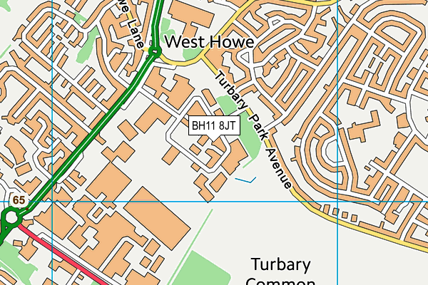 BH11 8JT map - OS VectorMap District (Ordnance Survey)