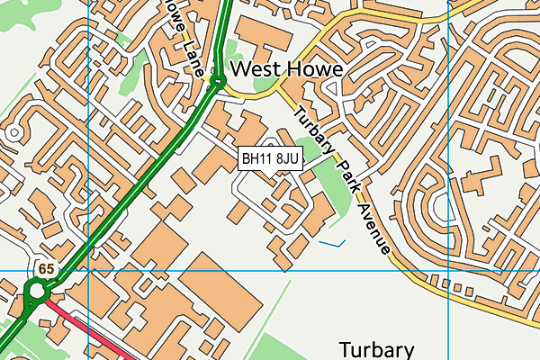 BH11 8JU map - OS VectorMap District (Ordnance Survey)
