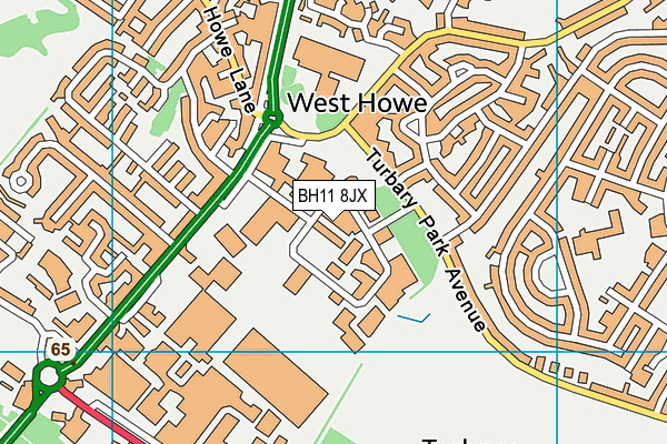 BH11 8JX map - OS VectorMap District (Ordnance Survey)