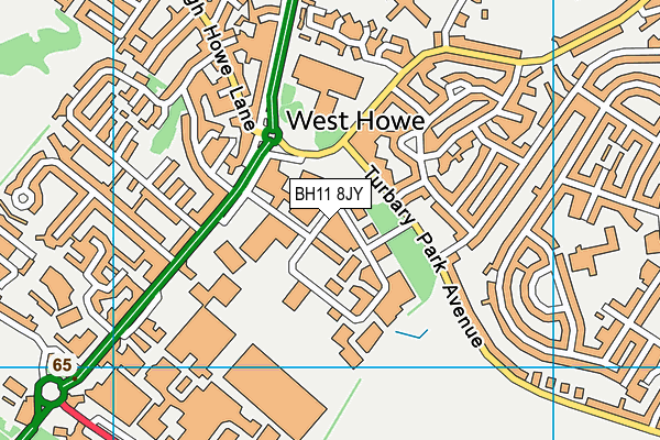 BH11 8JY map - OS VectorMap District (Ordnance Survey)