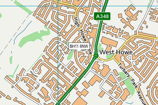 BH11 8NW map - OS VectorMap District (Ordnance Survey)