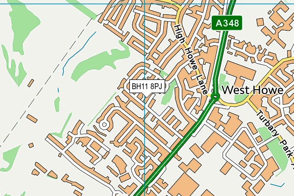 BH11 8PJ map - OS VectorMap District (Ordnance Survey)
