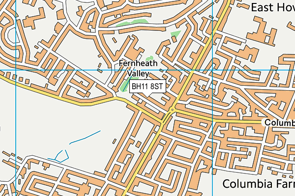 BH11 8ST map - OS VectorMap District (Ordnance Survey) BH11 8ST map - OS VectorMap District (Ordnance Survey)