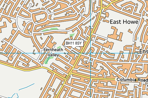 BH11 8SY map - OS VectorMap District (Ordnance Survey) BH11 8SY map - OS VectorMap District (Ordnance Survey)