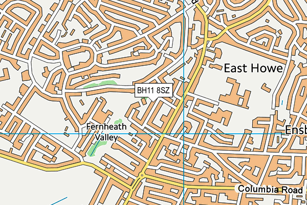 BH11 8SZ map - OS VectorMap District (Ordnance Survey) BH11 8SZ map - OS VectorMap District (Ordnance Survey)