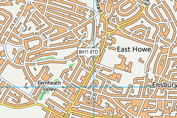 BH11 8TD map - OS VectorMap District (Ordnance Survey) BH11 8TD map - OS VectorMap District (Ordnance Survey)