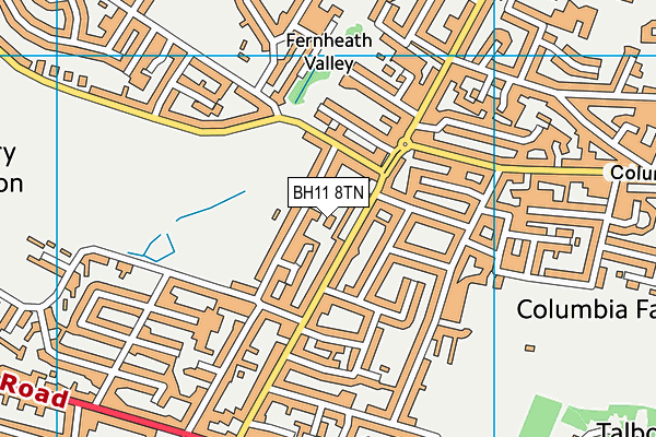 BH11 8TN map - OS VectorMap District (Ordnance Survey) BH11 8TN map - OS VectorMap District (Ordnance Survey)