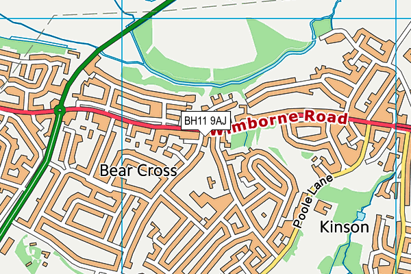 BH11 9AJ map - OS VectorMap District (Ordnance Survey) BH11 9AJ map - OS VectorMap District (Ordnance Survey)