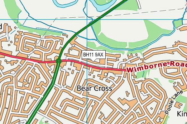 BH11 9AX map - OS VectorMap District (Ordnance Survey)
