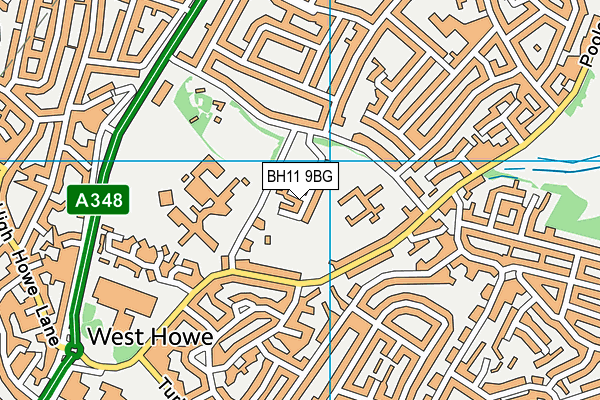 BH11 9BG map - OS VectorMap District (Ordnance Survey)