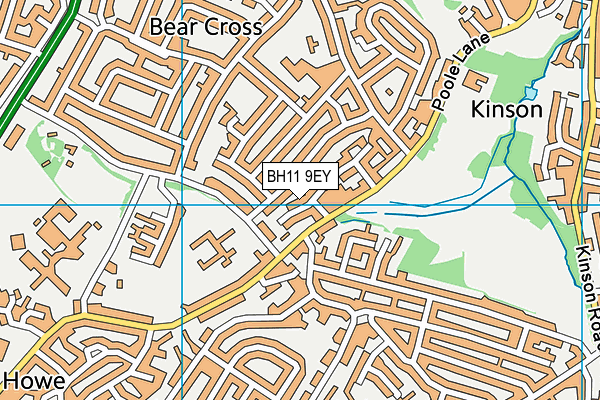 BH11 9EY map - OS VectorMap District (Ordnance Survey) BH11 9EY map - OS VectorMap District (Ordnance Survey)