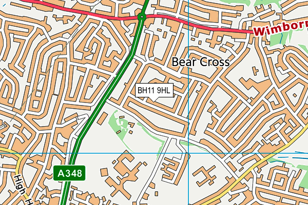 BH11 9HL map - OS VectorMap District (Ordnance Survey)