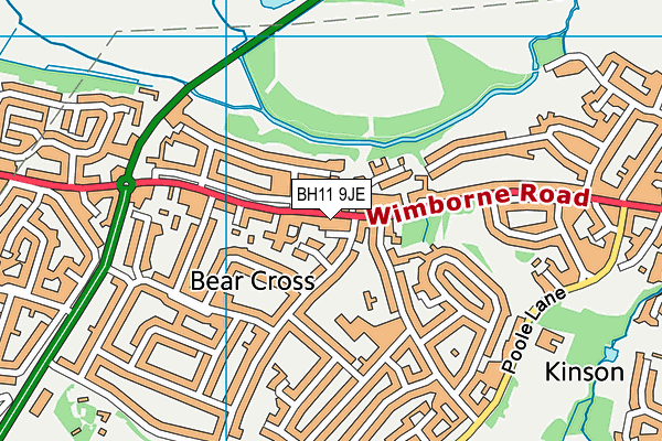 BH11 9JE map - OS VectorMap District (Ordnance Survey) BH11 9JE map - OS VectorMap District (Ordnance Survey)