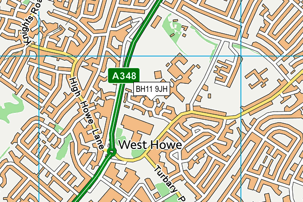BH11 9JH map - OS VectorMap District (Ordnance Survey)