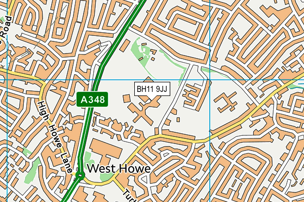 BH11 9JJ map - OS VectorMap District (Ordnance Survey)