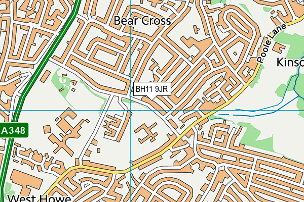 BH11 9JR map - OS VectorMap District (Ordnance Survey)