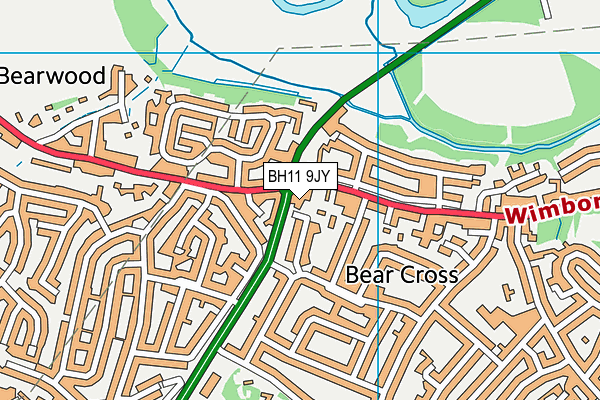 BH11 9JY map - OS VectorMap District (Ordnance Survey)