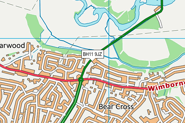 BH11 9JZ map - OS VectorMap District (Ordnance Survey) BH11 9JZ map - OS VectorMap District (Ordnance Survey)