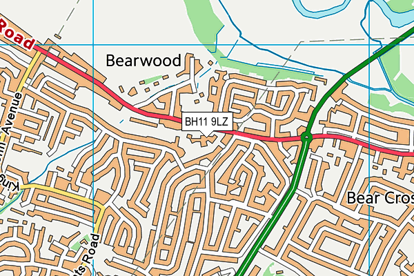 BH11 9LZ map - OS VectorMap District (Ordnance Survey) BH11 9LZ map - OS VectorMap District (Ordnance Survey)