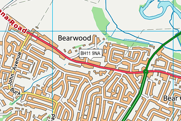 BH11 9NA map - OS VectorMap District (Ordnance Survey) BH11 9NA map - OS VectorMap District (Ordnance Survey)