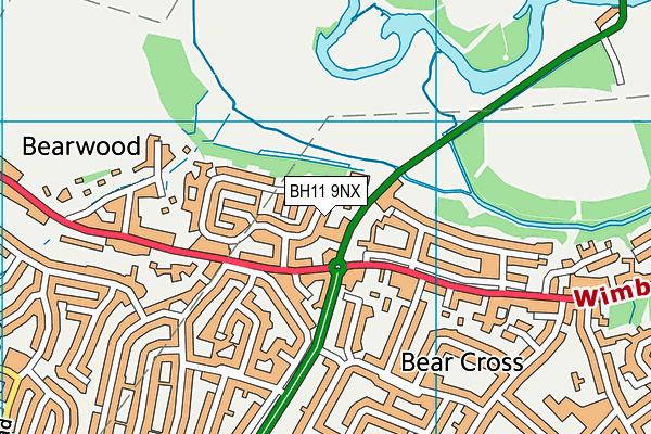 BH11 9NX map - OS VectorMap District (Ordnance Survey)