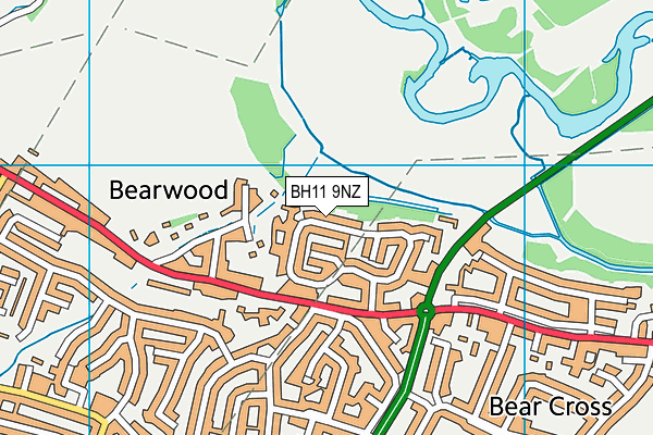 BH11 9NZ map - OS VectorMap District (Ordnance Survey) BH11 9NZ map - OS VectorMap District (Ordnance Survey)