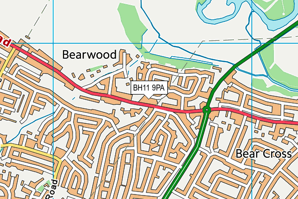 BH11 9PA map - OS VectorMap District (Ordnance Survey) BH11 9PA map - OS VectorMap District (Ordnance Survey)