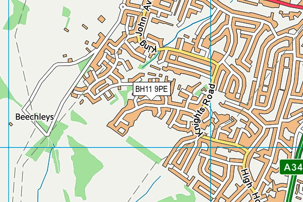 BH11 9PE map - OS VectorMap District (Ordnance Survey) BH11 9PE map - OS VectorMap District (Ordnance Survey)