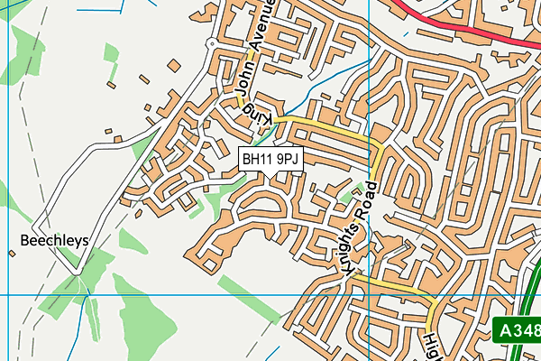 BH11 9PJ map - OS VectorMap District (Ordnance Survey) BH11 9PJ map - OS VectorMap District (Ordnance Survey)